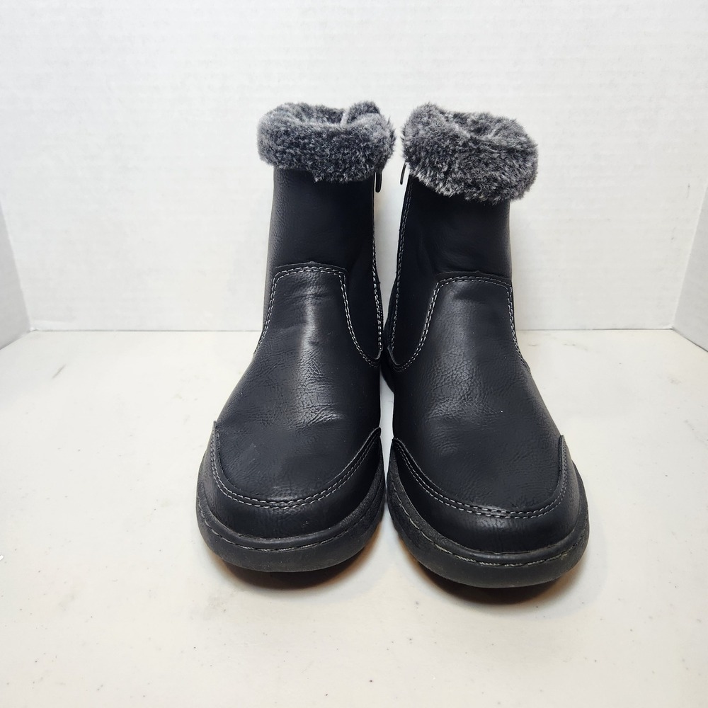 Khombu Addison Ankle Boots Women's 7M Black Faux Fir All Weather Water Repellent